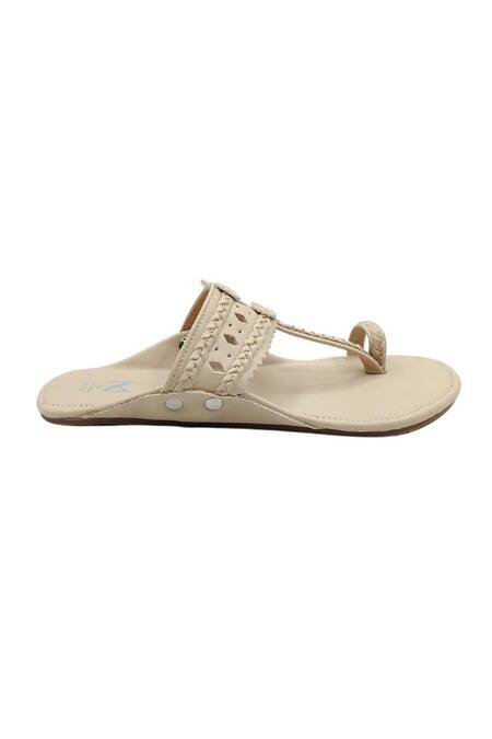 Buy_The Madras Trunk_Beige Kolhapuri Flats _Online_at_Aza_Fashions