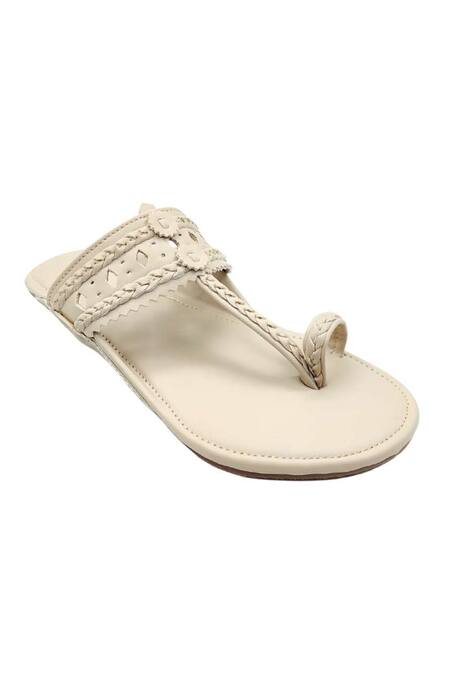 Shop_The Madras Trunk_Beige Kolhapuri Flats _Online_at_Aza_Fashions