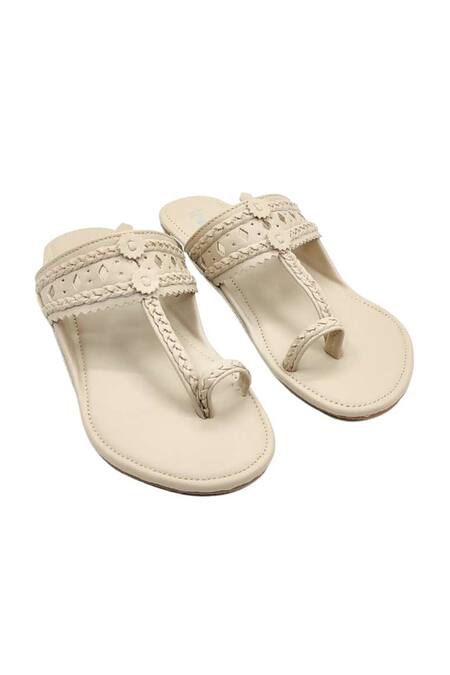 The Madras Trunk_Beige Kolhapuri Flats _at_Aza_Fashions