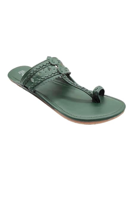 The Madras Trunk_Green Haiku Kolhapuri Flats _Online_at_Aza_Fashions