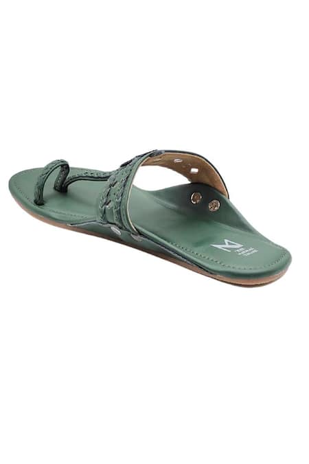 Shop_The Madras Trunk_Green Haiku Kolhapuri Flats _Online_at_Aza_Fashions