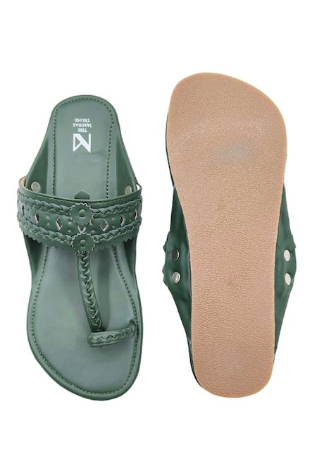 The Madras Trunk Haiku Darkgreen Kolhapuri Flats 