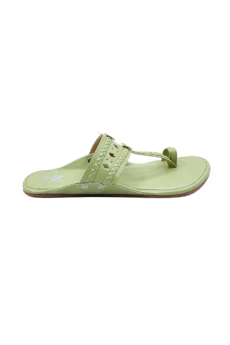 The Madras Trunk_Green Haiku Rang Kolhapuri Flats _Online_at_Aza_Fashions