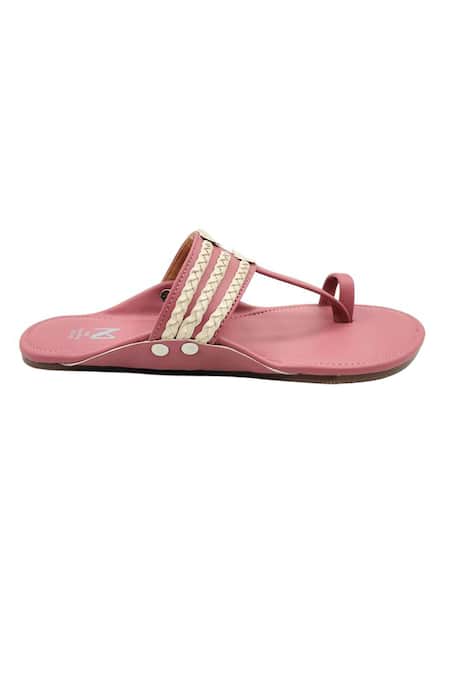 The Madras Trunk_Pink Haiku Kolhapuri Flat Sandals _Online_at_Aza_Fashions