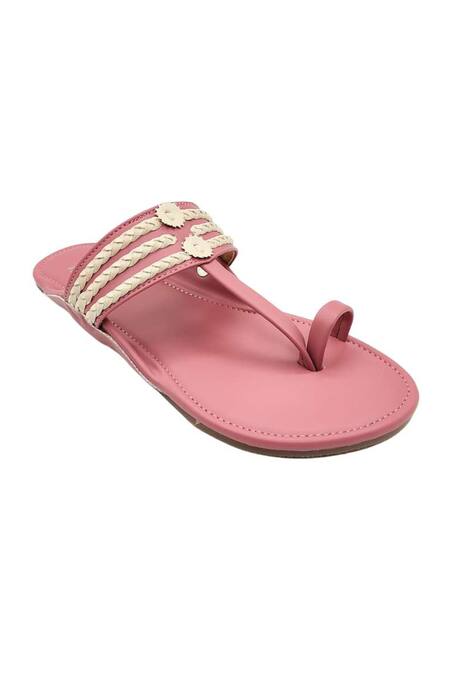 Buy_The Madras Trunk_Pink Haiku Kolhapuri Flat Sandals _Online_at_Aza_Fashions
