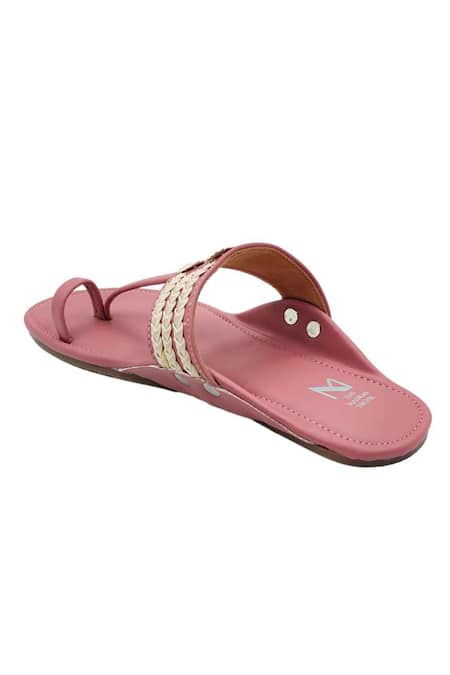 Shop_The Madras Trunk_Pink Haiku Kolhapuri Flat Sandals _Online_at_Aza_Fashions