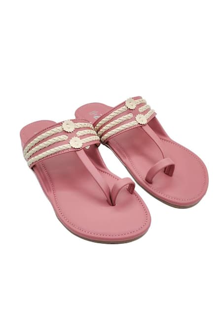 The Madras Trunk_Pink Haiku Kolhapuri Flat Sandals _at_Aza_Fashions