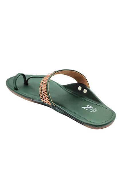 Buy_The Madras Trunk_Green Haiku Kolhapuri Flat Sandals _Online_at_Aza_Fashions