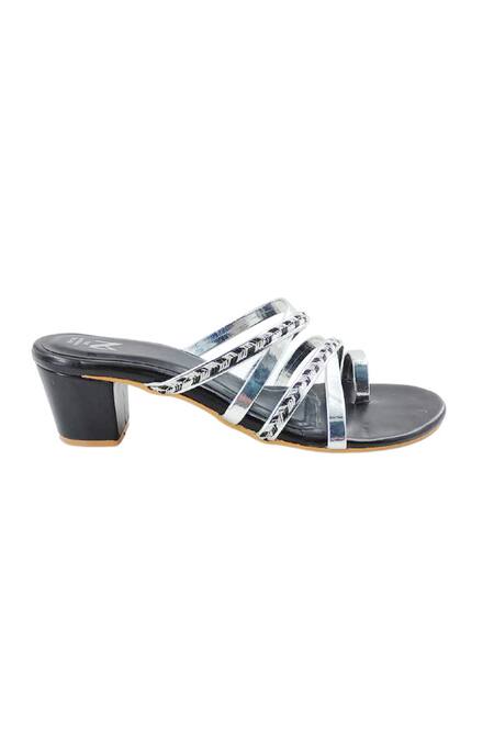 The Madras Trunk_Black Mittai Duet Block Heels Sandals _Online_at_Aza_Fashions