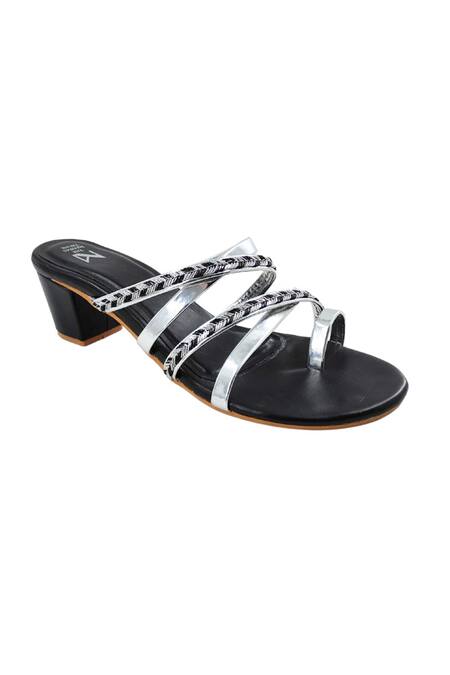 Shop_The Madras Trunk_Black Mittai Duet Block Heels Sandals _Online_at_Aza_Fashions