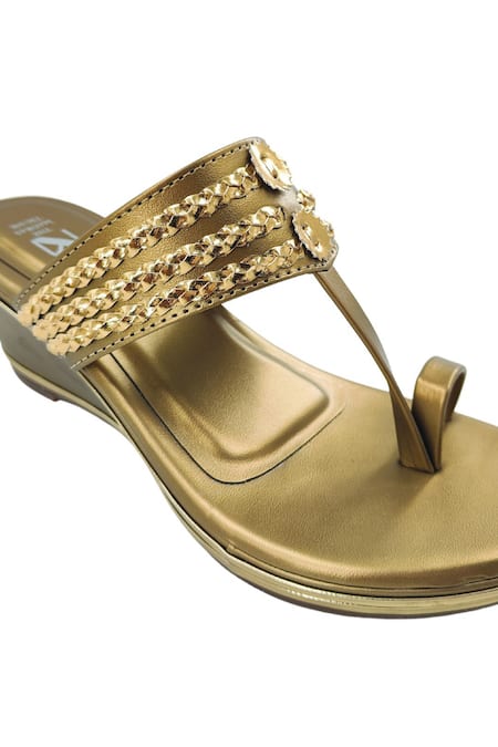 Shop_The Madras Trunk_Gold Antique Wedge Heels 