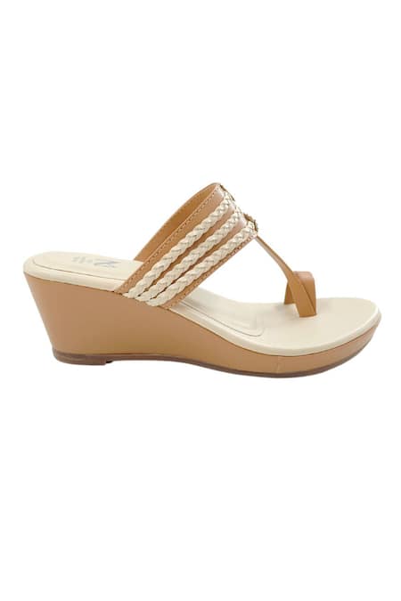 The Madras Trunk_Off White Ruhi Braided Straps Wedges  _Online_at_Aza_Fashions