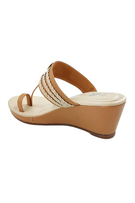 Buy_The Madras Trunk_Off White Ruhi Braided Straps Wedges  _Online_at_Aza_Fashions
