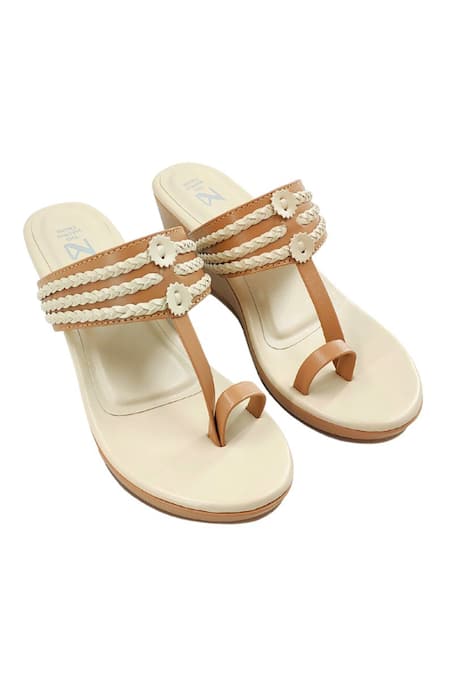 Buy_The Madras Trunk_Off White Ruhi Braided Straps Wedges  