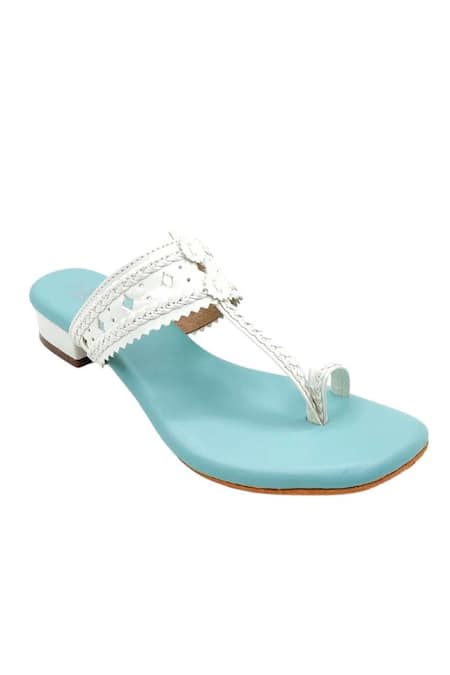 Buy_The Madras Trunk_Blue Cut Work Haiku Uno And White Heels _Online_at_Aza_Fashions