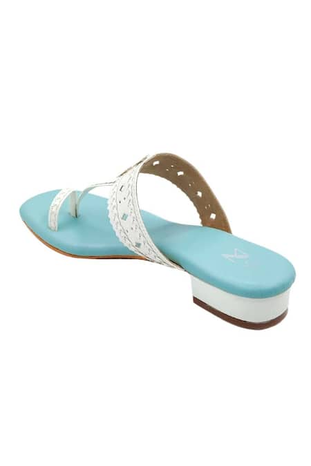 Shop_The Madras Trunk_Blue Cut Work Haiku Uno And White Heels _Online_at_Aza_Fashions