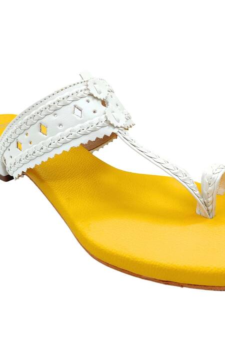 Buy_The Madras Trunk_Yellow Faux Leather Kolhapuri Heels 