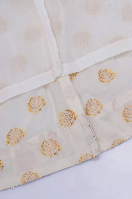 Shop_Little Bansi_Cream Cotton Embroidery Floral Kurta Sharara Set