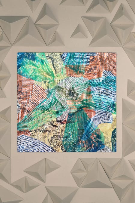 Shop Unallume By Nisha Multi Color Orchid Bloom Silk Pocket Square at Aza Fashions Shop_Unallume By Nisha_Multi Color Orchid Bloom Silk Pocket Square _at_Aza_Fashions