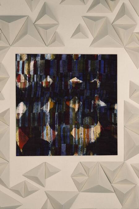 Shop Unallume By Nisha Multi Color Dark Echoes Silk Pocket Square at Aza Fashions Shop_Unallume By Nisha_Multi Color Dark Echoes Silk Pocket Square _at_Aza_Fashions