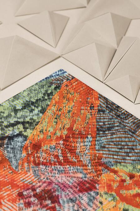 Unallume By Nisha Multi Color Orchid Dreams Silk Pocket Square Online at Aza Fashions Unallume By Nisha_Multi Color Orchid Dreams Silk Pocket Square _Online_at_Aza_Fashions