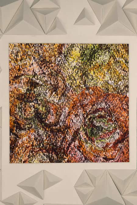 Unallume By Nisha Abstract Bloom Silk Pocket Square 