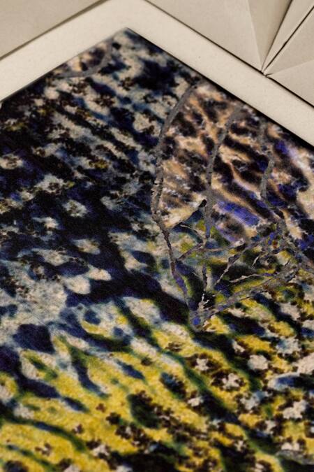 Unallume By Nisha Multi Color Abstract Print Sapphire Silk Pocket Square Online at Aza Fashions Unallume By Nisha_Multi Color Abstract Print Sapphire Silk Pocket Square _Online_at_Aza_Fashions