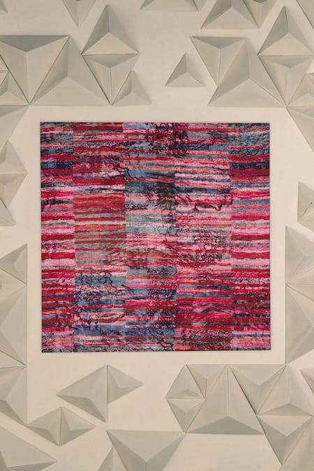 Unallume By Nisha Crimson Flora Silk Pocket Square 