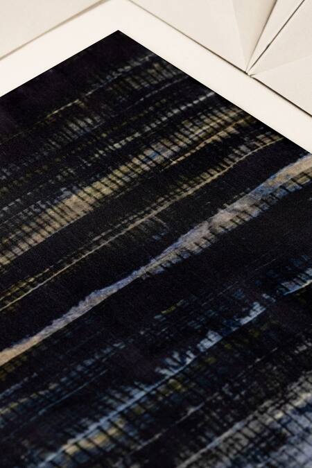 Unallume By Nisha_Blue Silk Pocket Square With Midnight Majesty Design _Online_at_Aza_Fashions