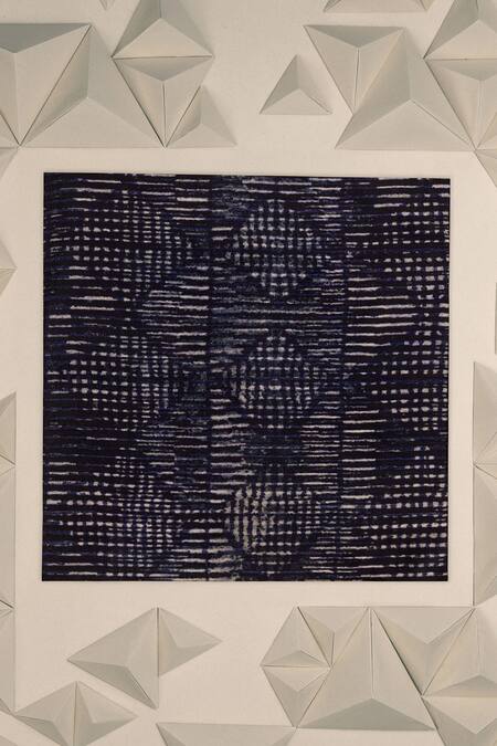 Unallume By Nisha Navy Nova Silk Pocket Square 