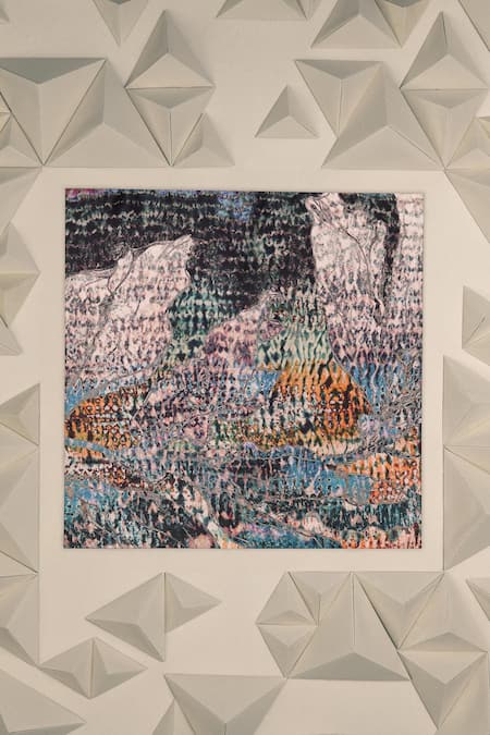 Shop Unallume By Nisha Multi Color Wild Blooms Silk Pocket Square at Aza Fashions Shop_Unallume By Nisha_Multi Color Wild Blooms Silk Pocket Square _at_Aza_Fashions