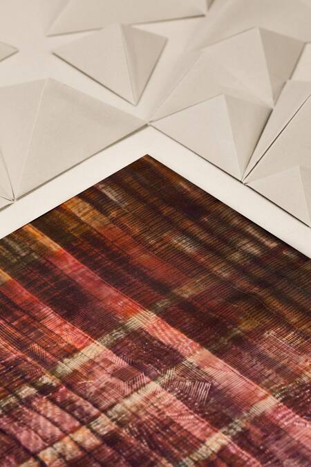 Unallume By Nisha_Red Silk Pocket Square With Intricate Prints _Online_at_Aza_Fashions