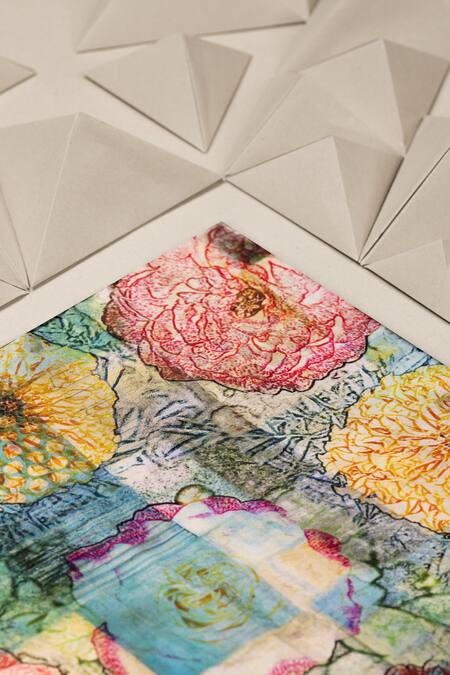 Unallume By Nisha Multi Color Orchid Bloom Silk Pocket Square Online at Aza Fashions Unallume By Nisha_Multi Color Orchid Bloom Silk Pocket Square _Online_at_Aza_Fashions