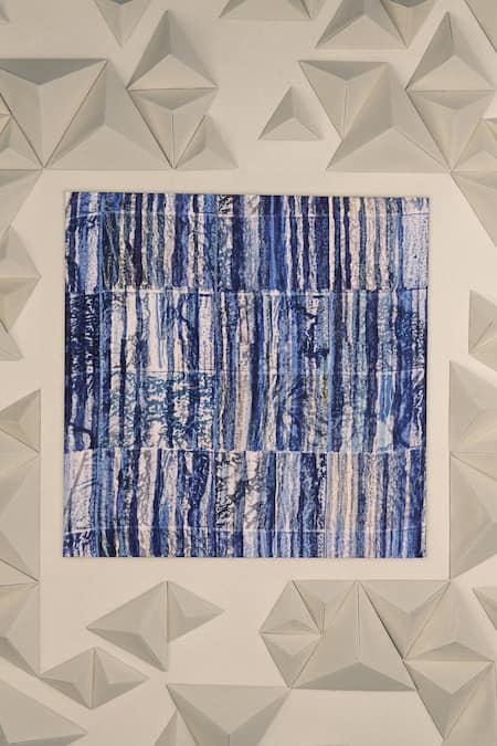 Unallume By Nisha Azure Depths Silk Pocket Square 