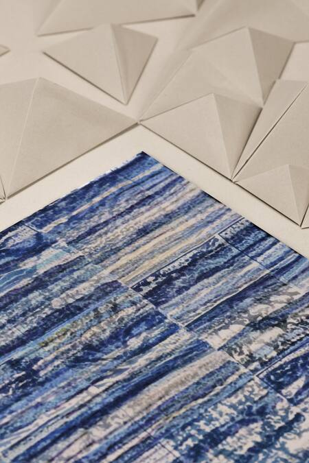 Unallume By Nisha_Blue Azure Depths Silk Pocket Square _Online_at_Aza_Fashions