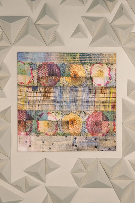 Shop Unallume By Nisha Multi Color Botanic Elegance Silk Pocket Square at Aza Fashions Shop_Unallume By Nisha_Multi Color Botanic Elegance Silk Pocket Square _at_Aza_Fashions