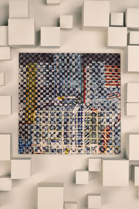 Unallume By Nisha Urban Mosaic Silk Pocket Square 