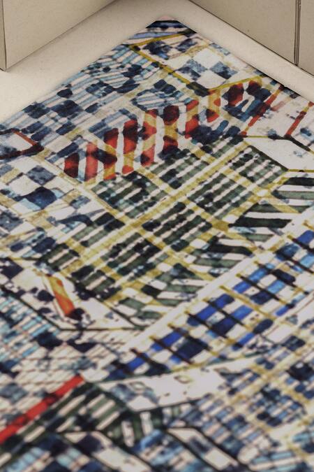 Unallume By Nisha_Blue Urban Mosaic Silk Pocket Square _Online_at_Aza_Fashions