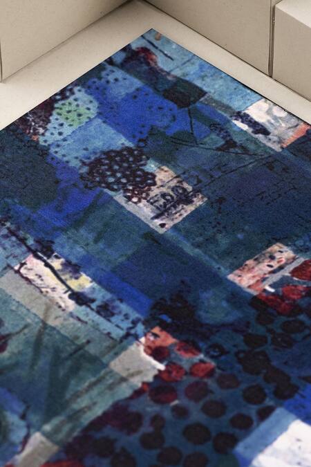 Unallume By Nisha_Blue Paisley Silk Pocket Square _Online_at_Aza_Fashions