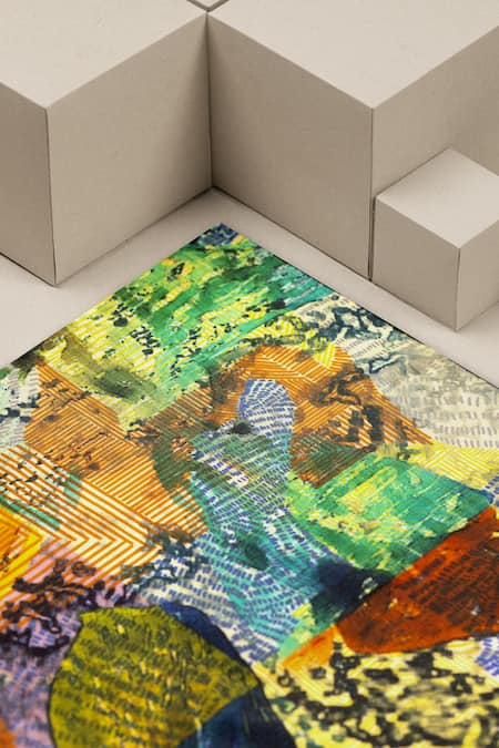 Shop_Unallume By Nisha_Multi Color Nature's Canvas Silk Pocket Square _at_Aza_Fashions