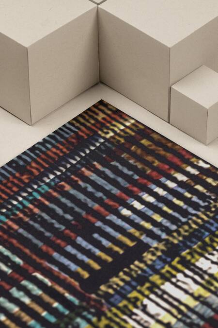 Unallume By Nisha Multi Color Dusk Stripes Silk Pocket Square Online at Aza Fashions Unallume By Nisha_Multi Color Dusk Stripes Silk Pocket Square _Online_at_Aza_Fashions