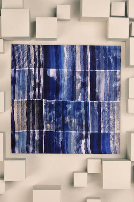 Unallume By Nisha Marine Mirage Silk Pocket Square 