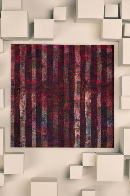 Unallume By Nisha Maroon Mosaic Silk Pocket Square 