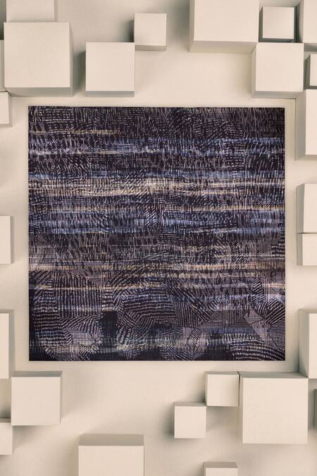 Unallume By Nisha Blue Harmony Silk Pocket Square 