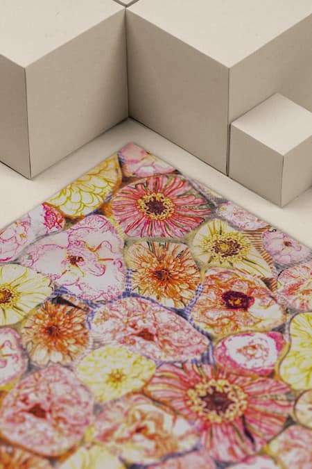 Unallume By Nisha Multi Color Floral Harmony Silk Pocket Square Online at Aza Fashions Unallume By Nisha_Multi Color Floral Harmony Silk Pocket Square _Online_at_Aza_Fashions