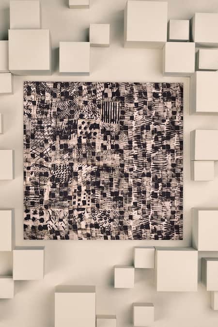 Unallume By Nisha Urban Monochrome Silk Pocket Square 