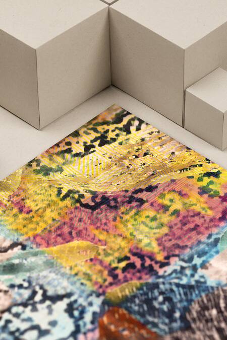 Unallume By Nisha_Multi Color Floral Fusion Silk Pocket Square _Online_at_Aza_Fashions