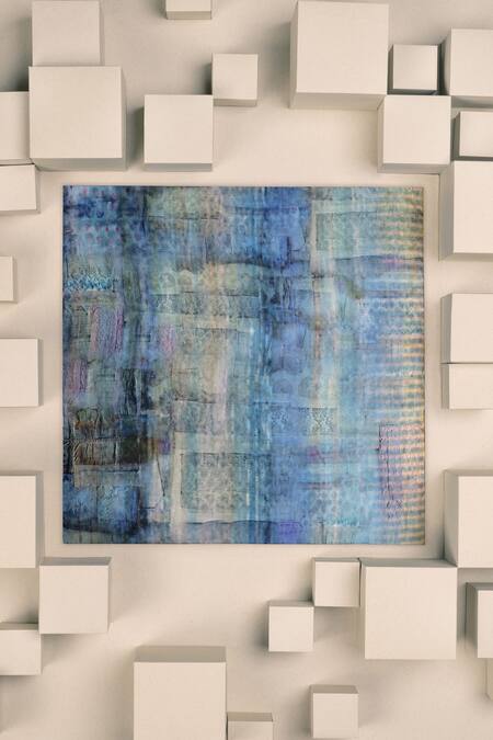 Unallume By Nisha Blue Horizon Silk Pocket Square 