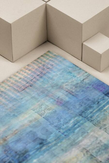 Unallume By Nisha_Blue Horizon Silk Pocket Square _Online_at_Aza_Fashions