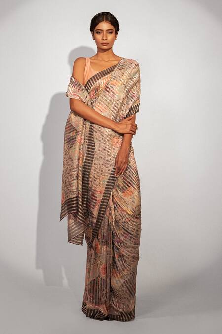 Unallume By Nisha Multi Color Cotton, Silk Ethereal Bloom Saree Online at Aza Fashions Unallume By Nisha_Multi Color Cotton, Silk Ethereal Bloom Saree _Online_at_Aza_Fashions